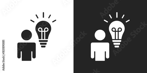 Idea Icon In Black And White Glyph Style