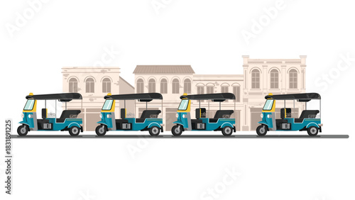 Iconic tuk-tuks ready to transport you, promising vibrant travel experiences and unforgettable cultural adventures now