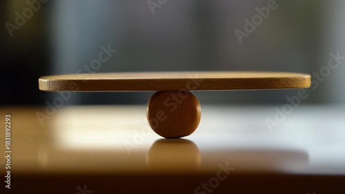 Video A wooden object sits on a table with a blurred background, providing a sense of simplicity and focus