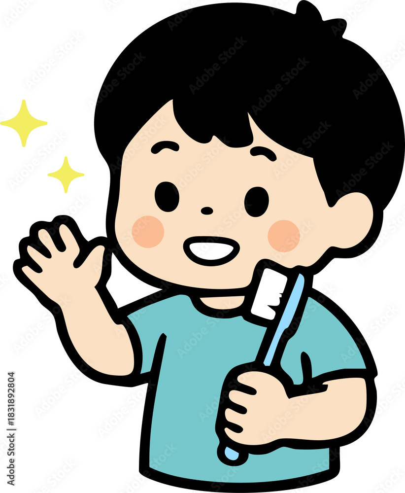 Fototapeta premium Happy Child Brushing Teeth