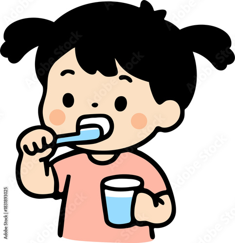 Happy Child Brushing Teeth