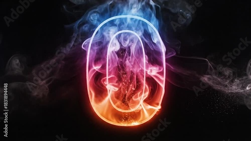 Fiery Number Zero With Colorful Smoke And Sparks On Black numeral digit