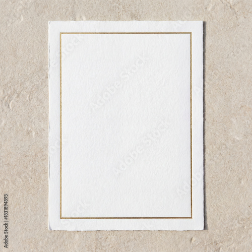 Minimal White Card with Thin Gold Border for Invitation Mockup