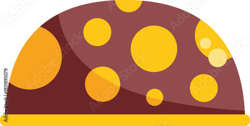 Round chocolate candy box with yellow polka dots isolated on white background, suitable for valentine's day, love, or chocolate related designs