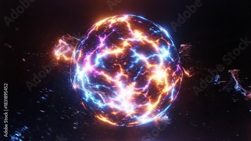 Glowing Sphere With Electrical Energy And Cosmic Particles abstract electricity