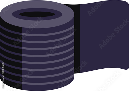 Black kinesiology tape roll for athletes is lying on white background, physical therapy concept