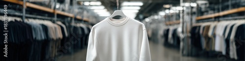 Wallpaper Mural White sweatshirt displayed in modern clothing store aisle Torontodigital.ca