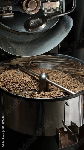 Some people are roasting coffee beans at the roastery