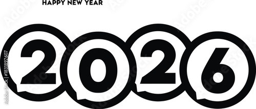 Stylish 2026 happy new year modern design element, perfect for greeting cards, banners, invitations, and festive promotions to welcome the year ahead