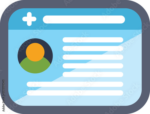 Online medical record showing patient data with profile picture, healthcare data management concept