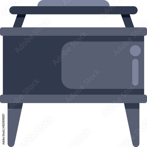 Old fashioned tv set with antenna standing on high legs, isolated illustration