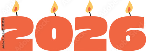 Celebrate 2026 with vibrant orange candles, a symbol of hope and a bright future, perfect for New Year's greetings and festive designs now!