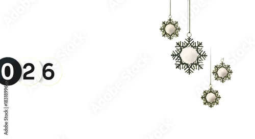 Elegant 2026 New Year countdown with golden ornaments for festive designs, bring a touch of luxury to seasonal promotions and holiday greetings