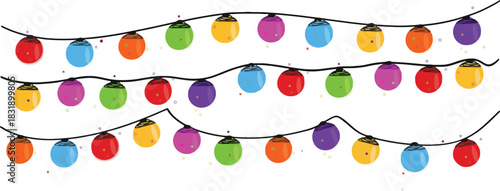 Festive holiday cheer with colorful Christmas lights strung for a magical season, perfect for greeting cards and holiday promotions, full of joy