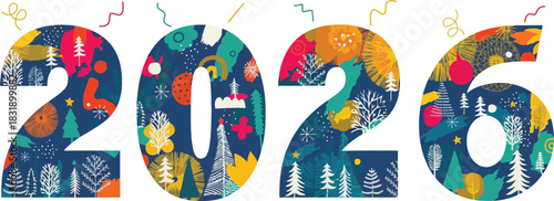 Celebrate 2026 with vibrant, festive numbers perfect for New Year's greetings, invitations, and joyful announcements for a bright and colorful year ahead