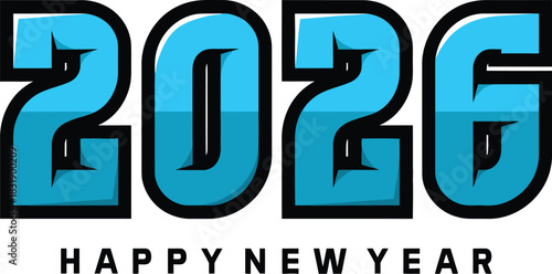 Celebrate 2026 with this vibrant modern graphic, perfect for holiday greetings and new year promotions, wishing everyone a happy new year