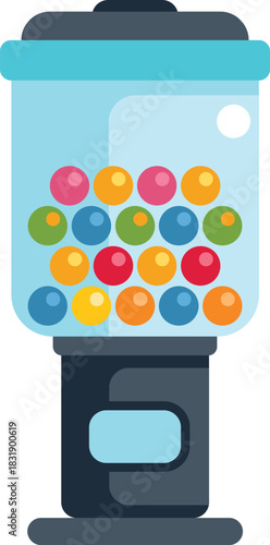 Gumball vending machine dispensing colorful candy and bubble gum balls