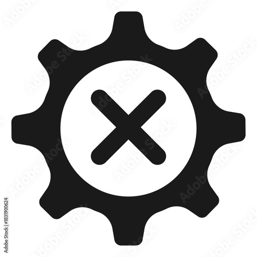 Settings error icon – representing failed configuration, system issue, setup error, incorrect settings, and configuration problem notification.
