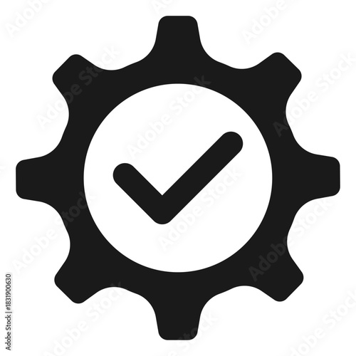 Settings check icon – representing system verification, successful configuration, completed setup, approved settings, and optimization confirmation.
