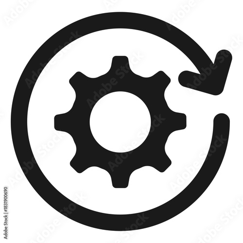 System update gear icon – representing software refresh, maintenance cycle, auto-update process, performance optimization, and technology renewal.

