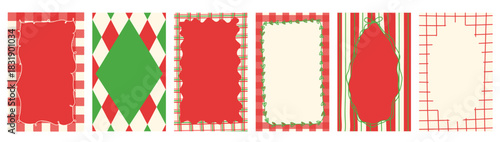 Hand Drawn frame set with wave ribbons. Whimsical line borders for birthday, christmas, wedding Invitations with festive bg. Vintage minimalist elements in trendy line art style. Vector