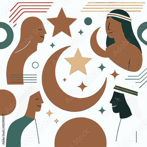 uae ramadan start, united arab emirates holiday, religious observance, islamic celebration, flat design, stylized mosque, abstract crescent moon, 