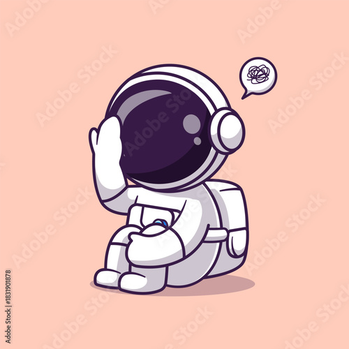 Cute Astronaut Confused Cartoon