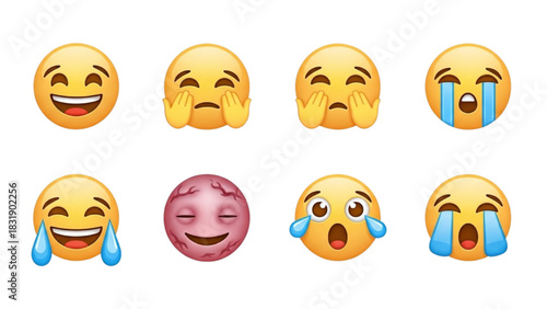 A collection of expressive emoji faces, visually representing diverse human feelings like happiness, worry, and sorrow