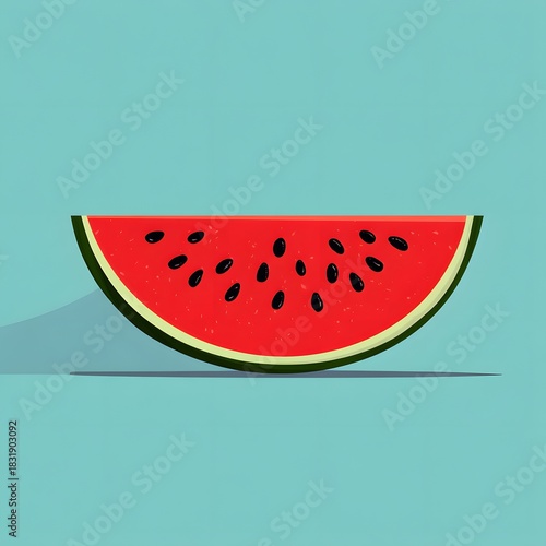 Watermelon slice with seeds on a blue Image background fruit
