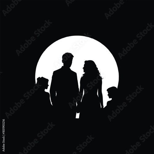  Clean Black Pictogram of Family Members