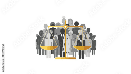 Achieve fair balance in business with diverse teams and golden justice scales for equal opportunity success and ethical leadership