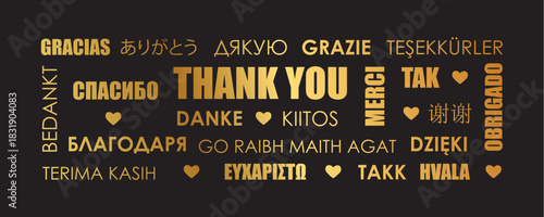 thank you text in different languages vector illustration