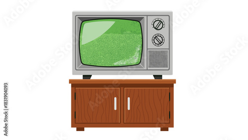Nostalgic retro television showing static on screen, perfect for vintage media or old technology designs and television history