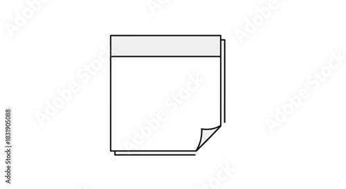 A simple and minimalist line art icon of a blank notepad or sticky note with a folded corner, ready for a message.