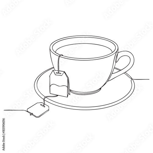 Best tea cup vector line art illustration