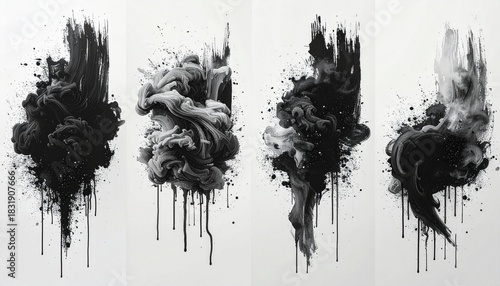 Explosion of black ink on paper