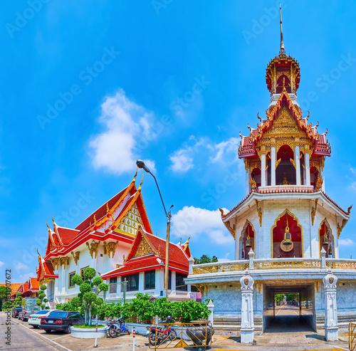 Panorama of Wat Chana Songkhram monastic complex in Bangkok, Thailand