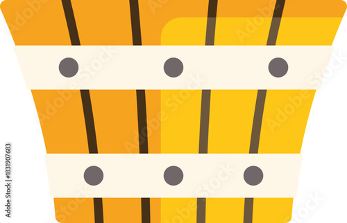 Simple icon of an empty wooden basket, useful element for farms, agriculture and harvest designs