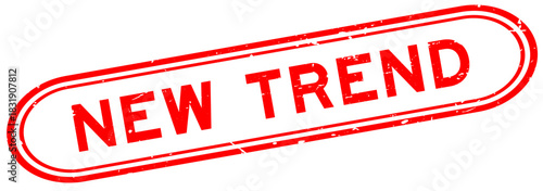 Grunge red new trend word rubber seal stamp on white background