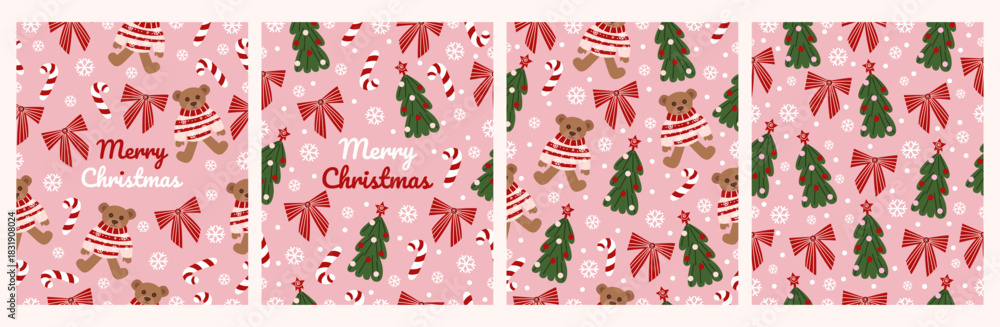 Naklejka premium Illustration of New Year's patterns on a light pink background.