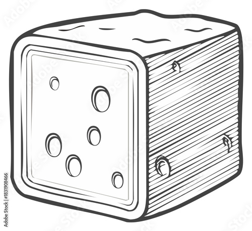Sketch of a cheese cube with holes