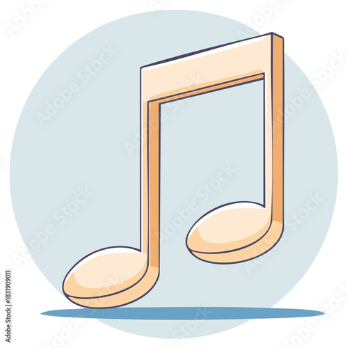 Musical note illustration in soft 3D volumetric cartoon style