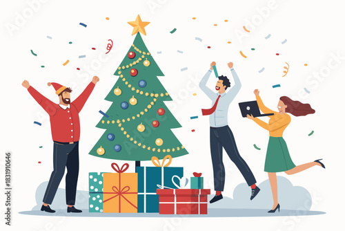 Crisp Office Team Celebrating Chris High-Quality Stock Image