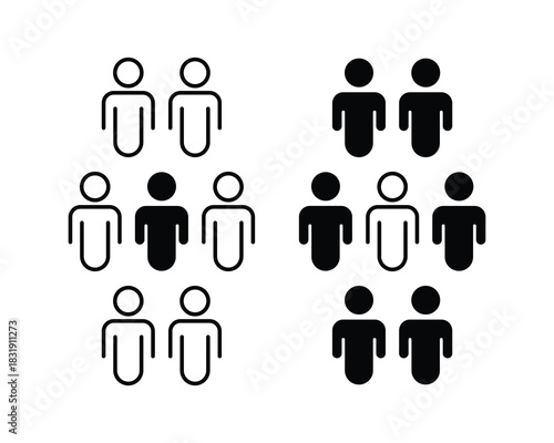 Unique person icon. Leadership, difference and standing out of crowd concept