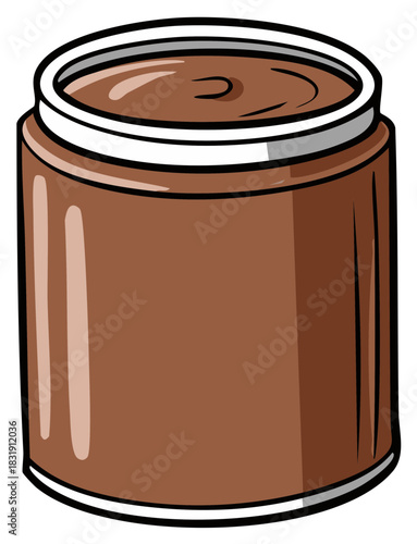 Open Jar of Chocolate Spread with White Border