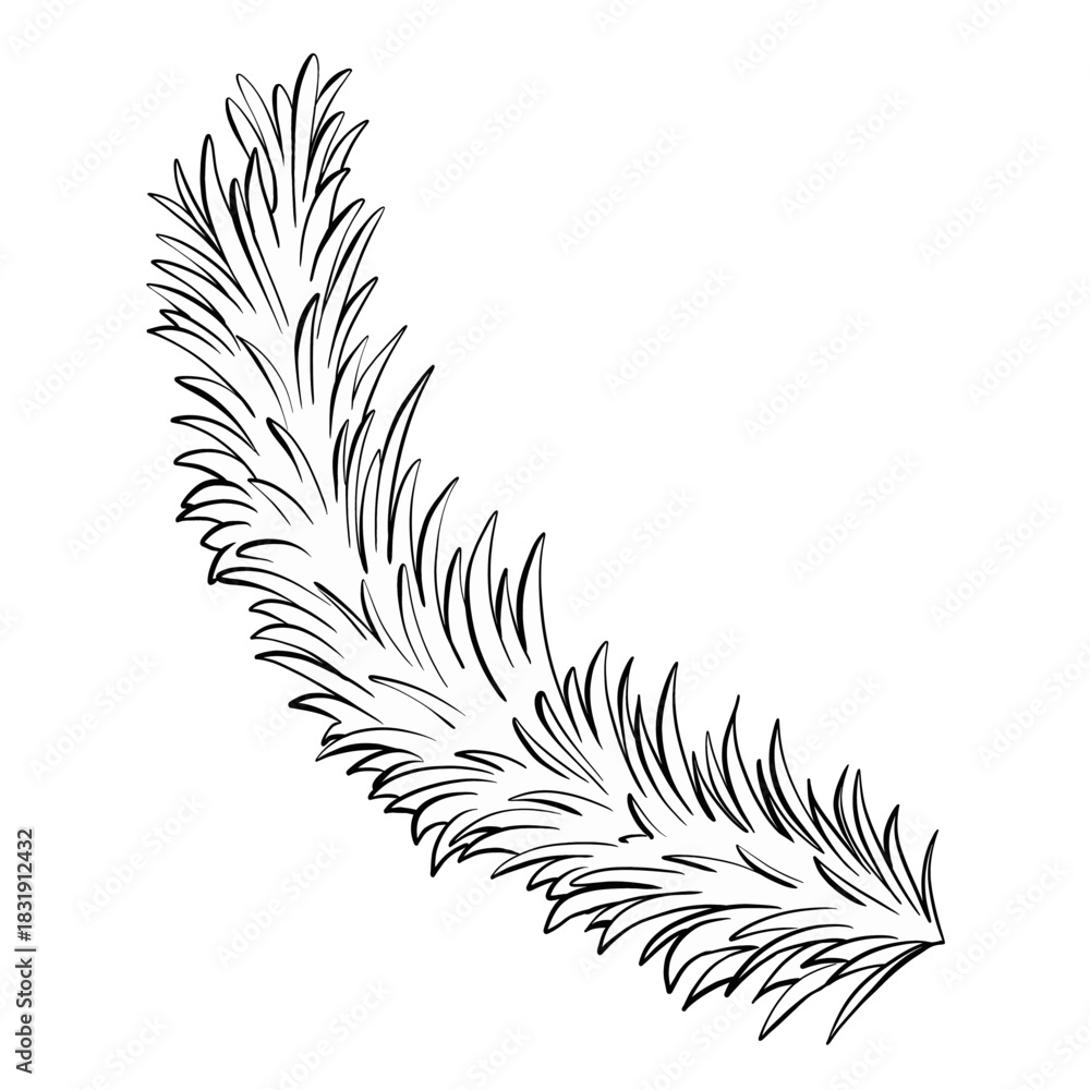 Obraz premium Christmas themed Graphic With a Detailed Line Drawing of Pine Branches Creating a Festive Atmosphere for Holiday Decorations and Crafts Capturing the Essence of Seasonal Cheer and Warmth in a