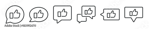 Thumb up and Like thin line icon set. Web minimal editable stroke icons