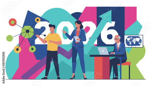 Team analyzing data and planning business strategy for 2026 success and growth