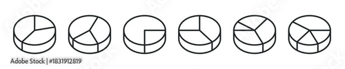Pie Chart thin line icon set. Web minimal editable stroke icons