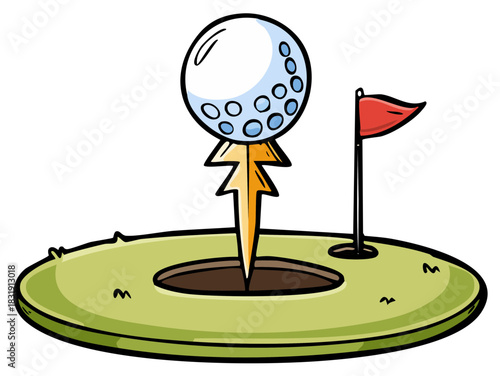 golf ball on tee cartoon style clip art preview